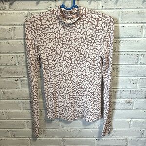 Free People Mock Neck Top with Cute Back Button Detail Size Small